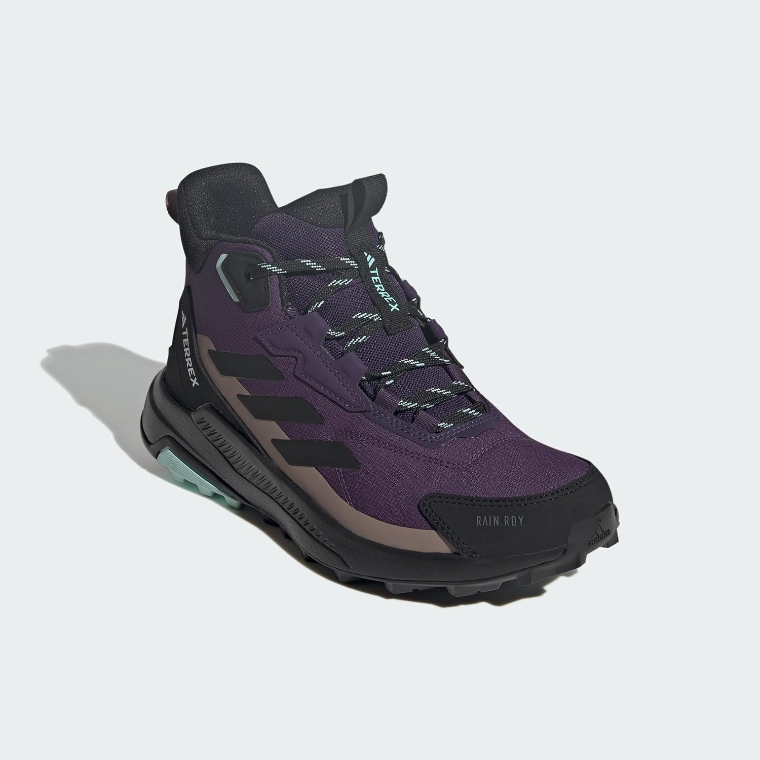 image:imageAdidas Womens Terrex Anylander Mid Top Rainrdy Hiking SneakersAurora PlumBlackTrace Brown