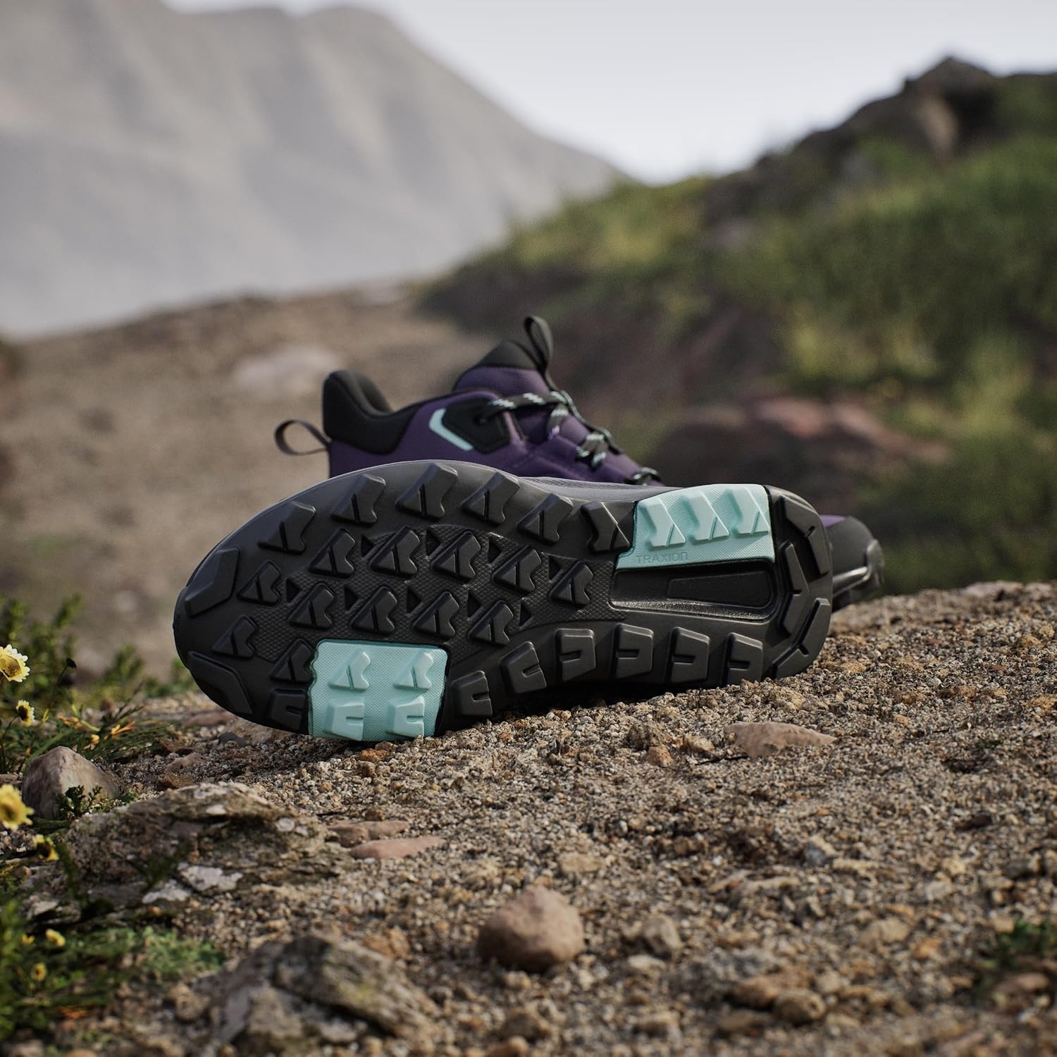 image:imageAdidas Womens Terrex Anylander Mid Top Rainrdy Hiking SneakersAurora PlumBlackTrace Brown