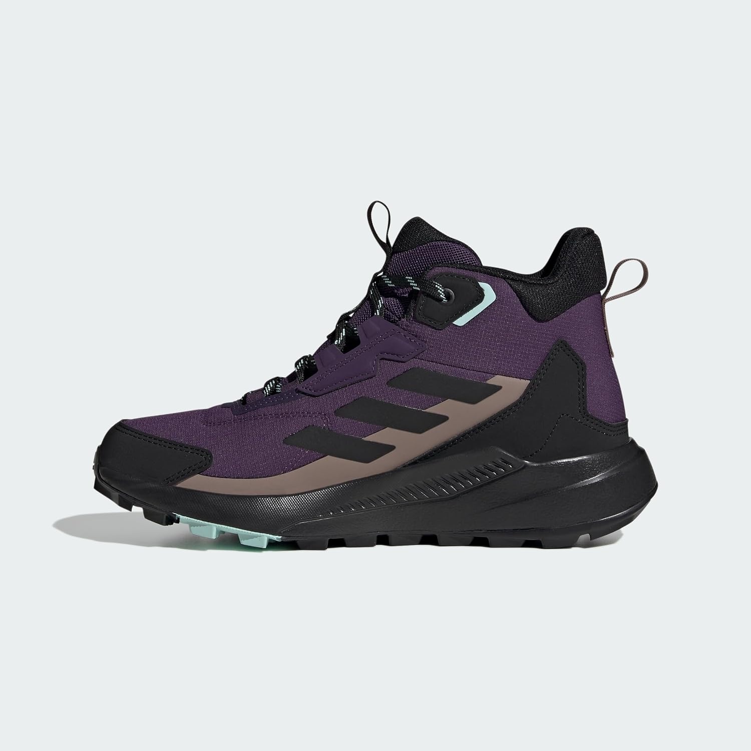 image:imageAdidas Womens Terrex Anylander Mid Top Rainrdy Hiking SneakersAurora PlumBlackTrace Brown