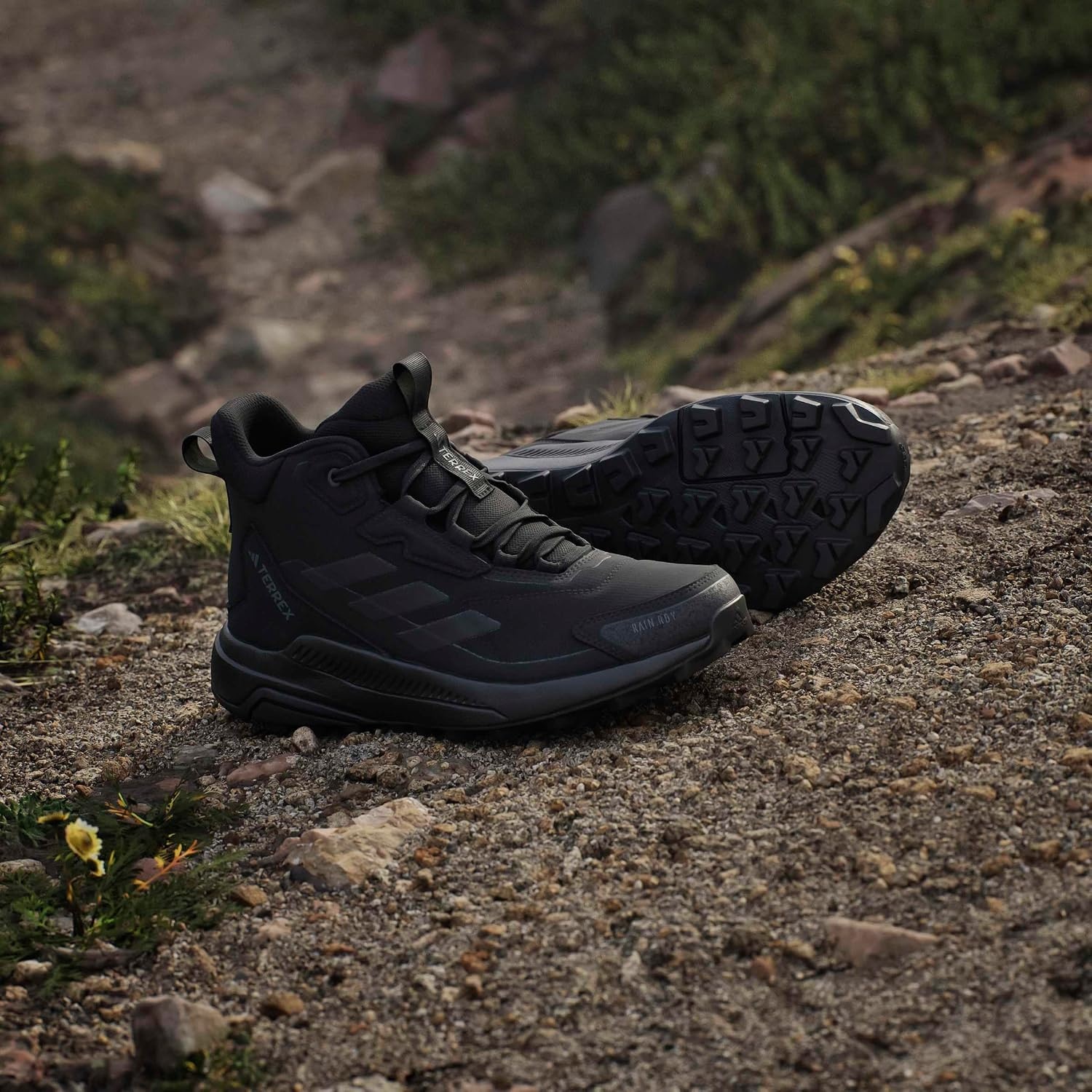 image:imageAdidas Womens Terrex Anylander Mid Top Rainrdy Hiking SneakersBlackBlackGrey