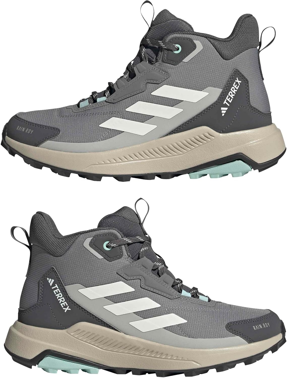image:imageAdidas Womens Terrex Anylander Mid Top Rainrdy Hiking SneakersGreyOff WhiteGrey