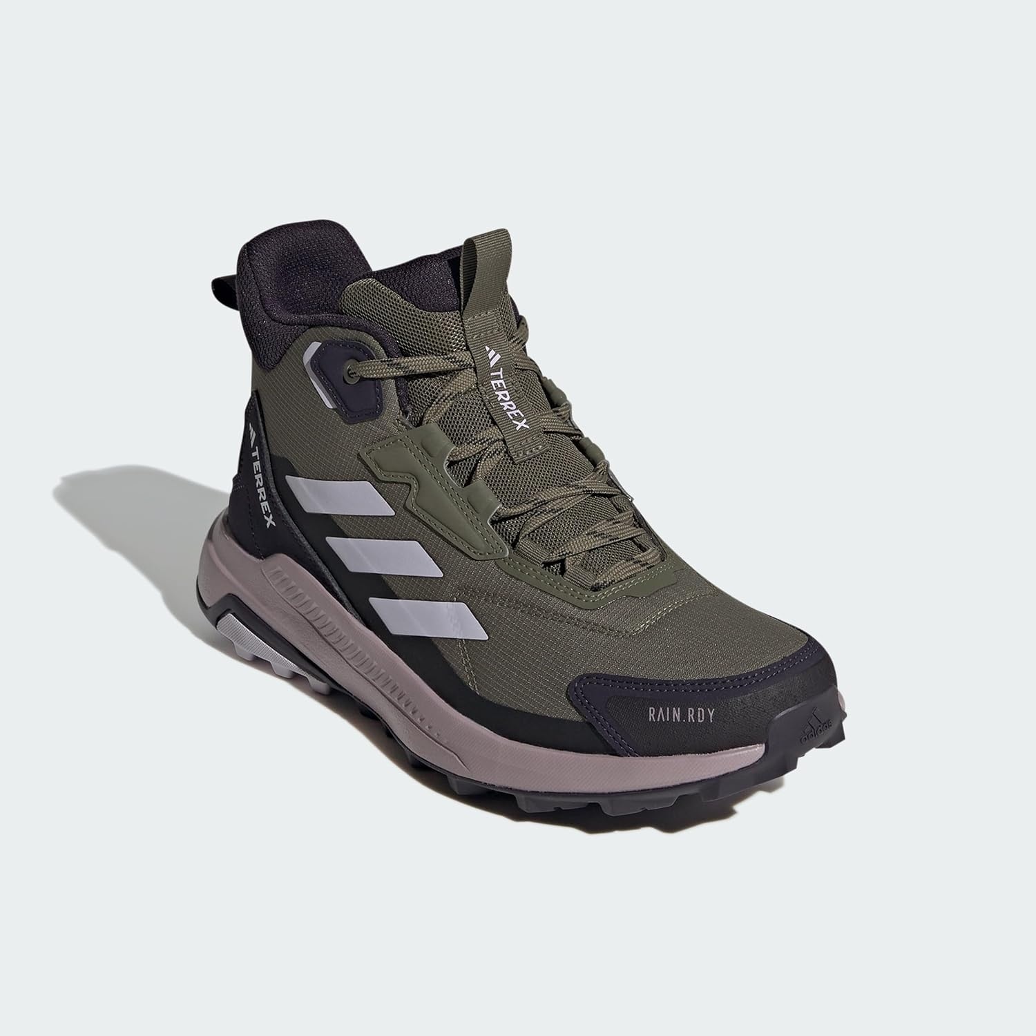 image:imageAdidas Womens Terrex Anylander Mid Top Rainrdy Hiking SneakersOlive Strata Silver Dawn Amber Tint