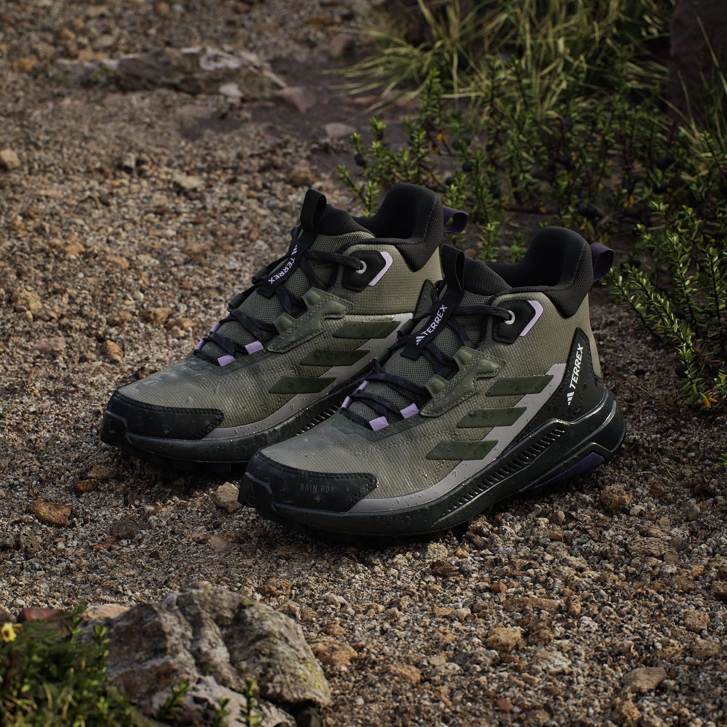 image:imageAdidas Womens Terrex Anylander Mid Top Rainrdy Hiking SneakersOlive StrataNight CargoBlack