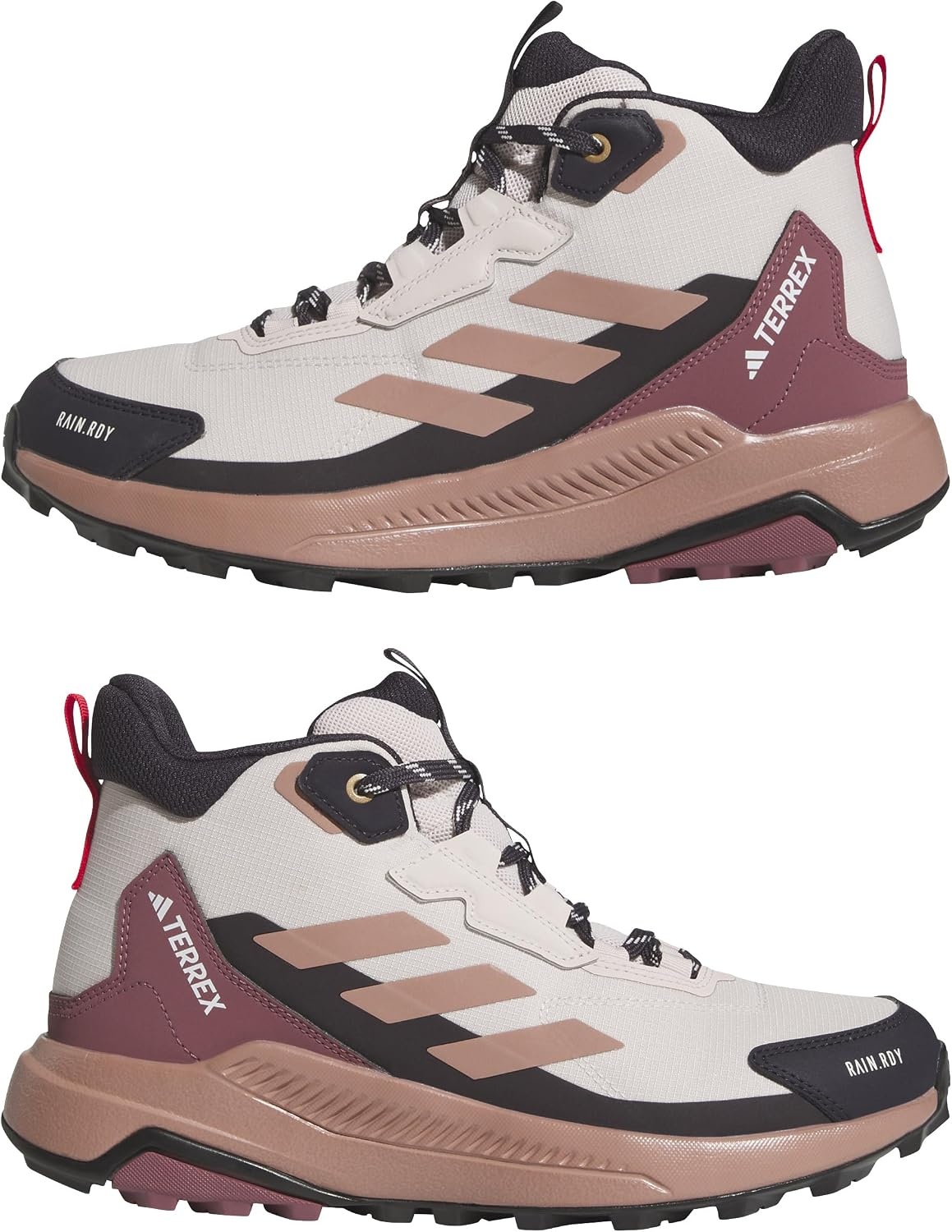 image:imageAdidas Womens Terrex Anylander Mid Top Rainrdy Hiking SneakersPutty Mauve Warm Clay Pure Ruby