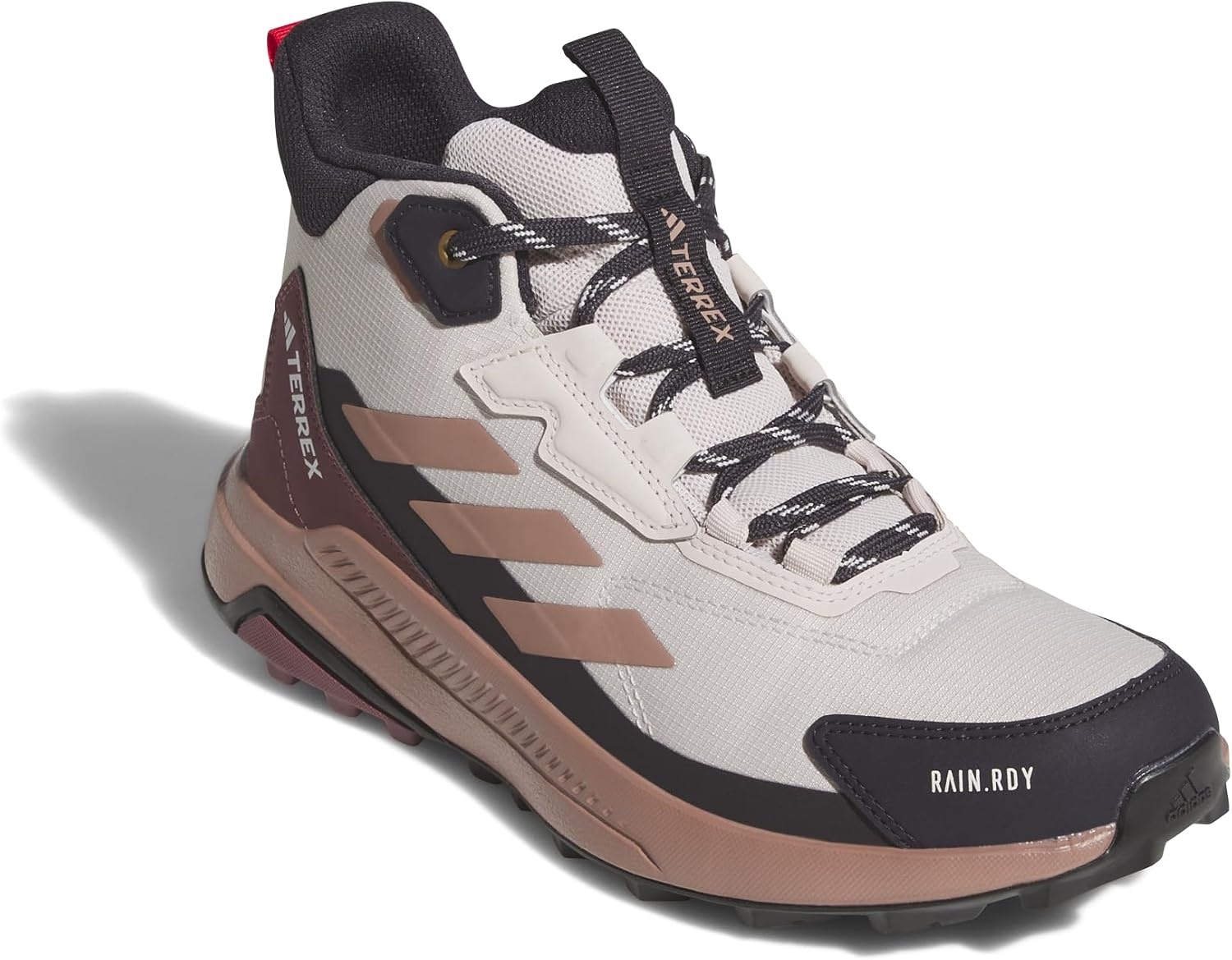 image:imageAdidas Womens Terrex Anylander Mid Top Rainrdy Hiking SneakersPutty Mauve Warm Clay Pure Ruby