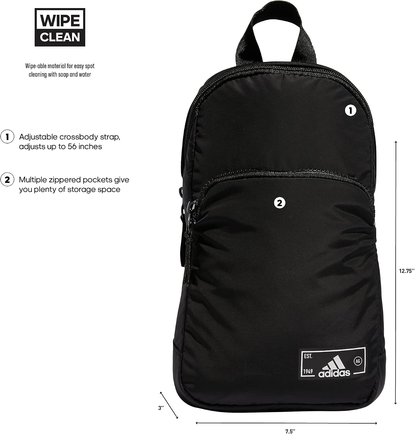 image:imageadidas Essentials Sling Bag Adjustable Strap Secure Zip Pockets Wears Crossbody Phone Strap Pocket Locks In Essentials Everyday amp Travel ReadyBlack2