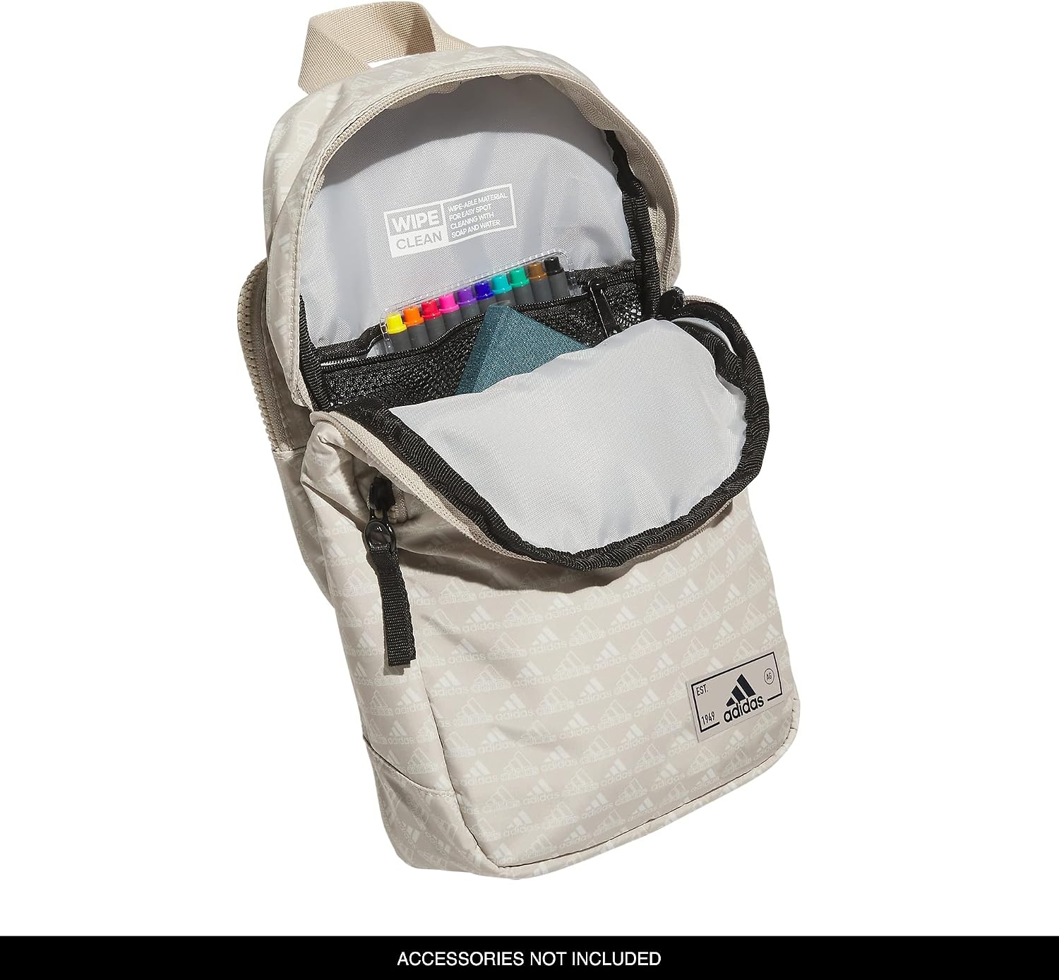 image:imageadidas Essentials Sling Bag Adjustable Strap Secure Zip Pockets Wears Crossbody Phone Strap Pocket Locks In Essentials Everyday amp Travel ReadyBos Mini Monogram Wonder BeigeBlack2