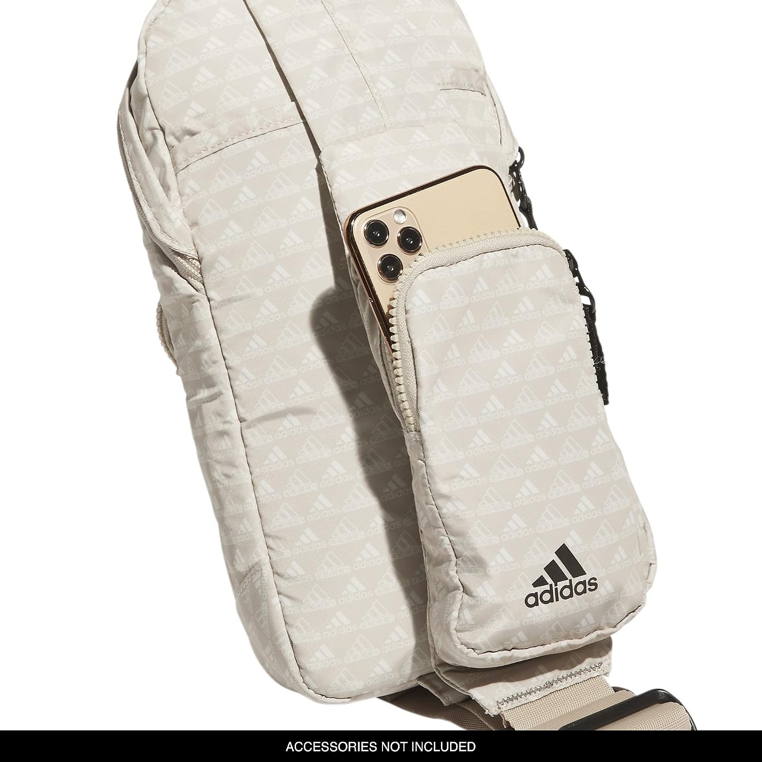 image:imageadidas Essentials Sling Bag Adjustable Strap Secure Zip Pockets Wears Crossbody Phone Strap Pocket Locks In Essentials Everyday amp Travel ReadyBos Mini Monogram Wonder BeigeBlack2