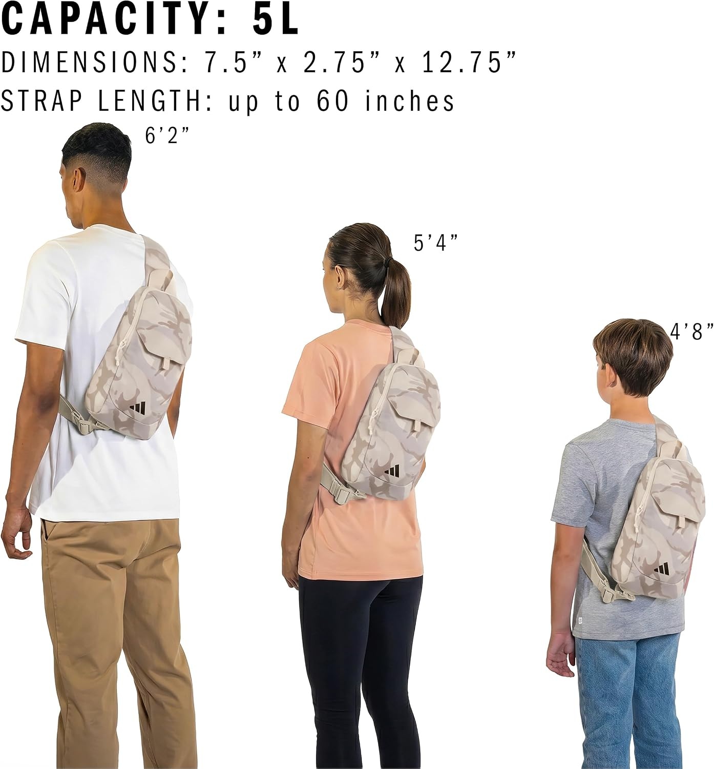 image:imageadidas Essentials Sling Bag Adjustable Strap Secure Zip Pockets Wears Crossbody Phone Strap Pocket Locks In Essentials Everyday amp Travel ReadyCamouflage Crystal LinenCrystal Linen Beige3