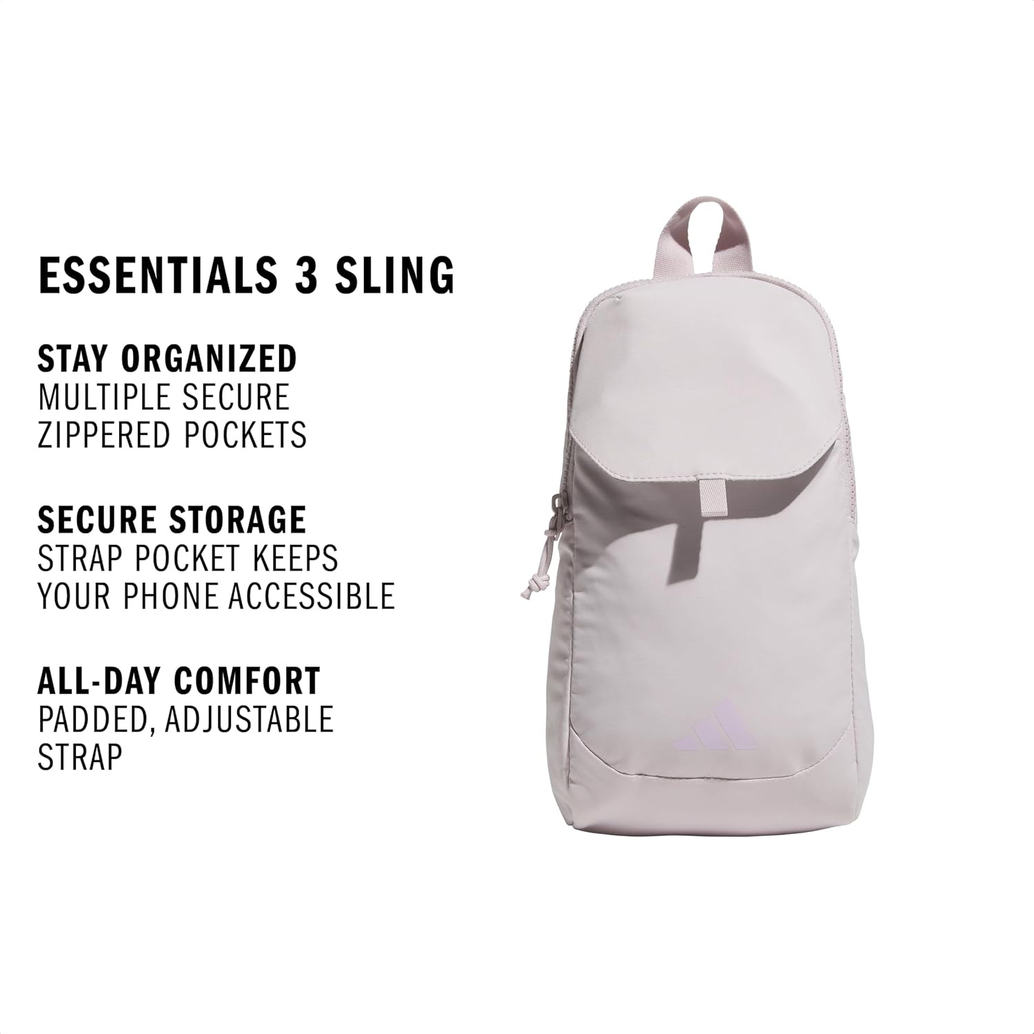image:imageadidas Essentials Sling Bag Adjustable Strap Secure Zip Pockets Wears Crossbody Phone Strap Pocket Locks In Essentials Everyday amp Travel ReadyIce PurpleIce Lavender3