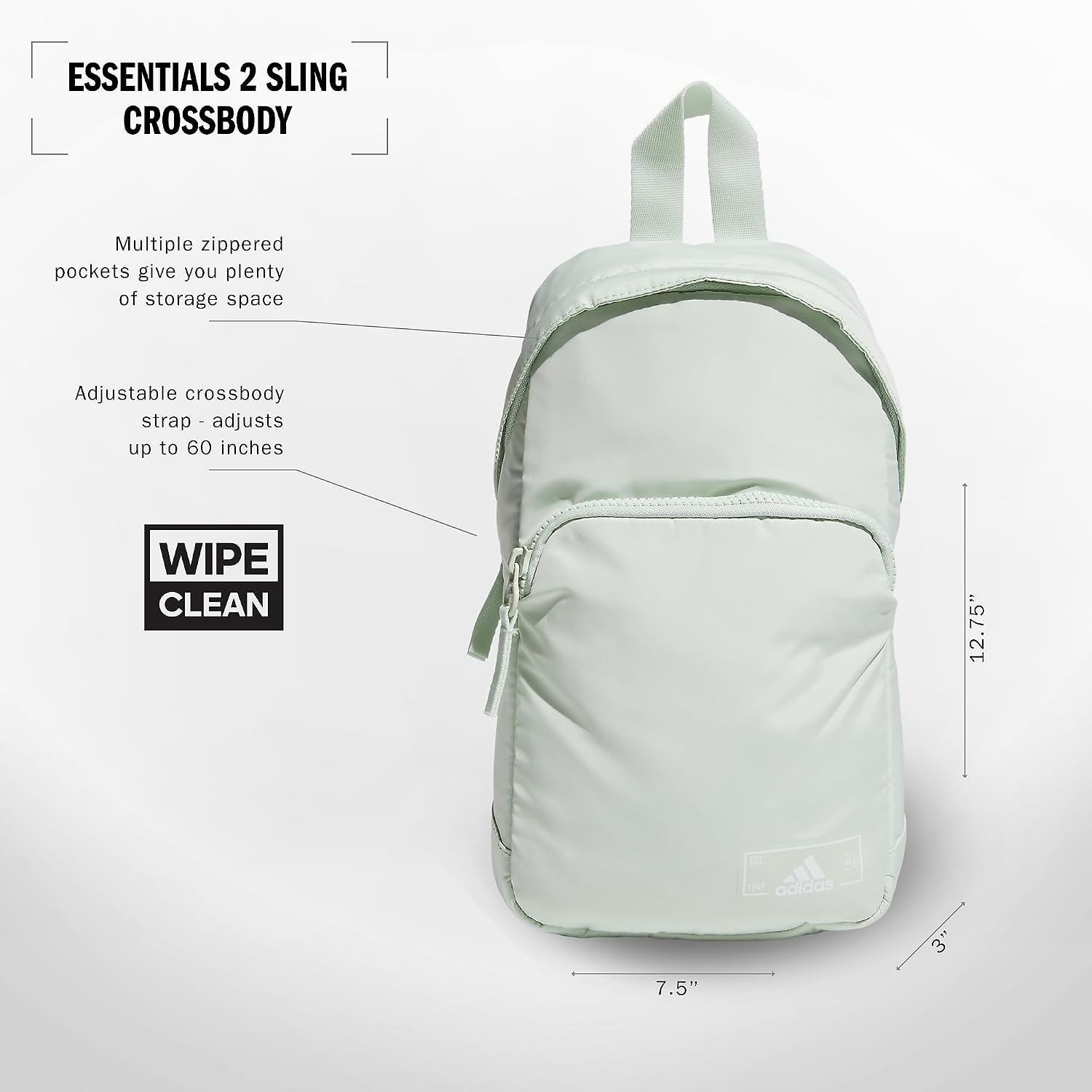image:imageadidas Essentials Sling Bag Adjustable Strap Secure Zip Pockets Wears Crossbody Phone Strap Pocket Locks In Essentials Everyday amp Travel ReadyLinen Green2