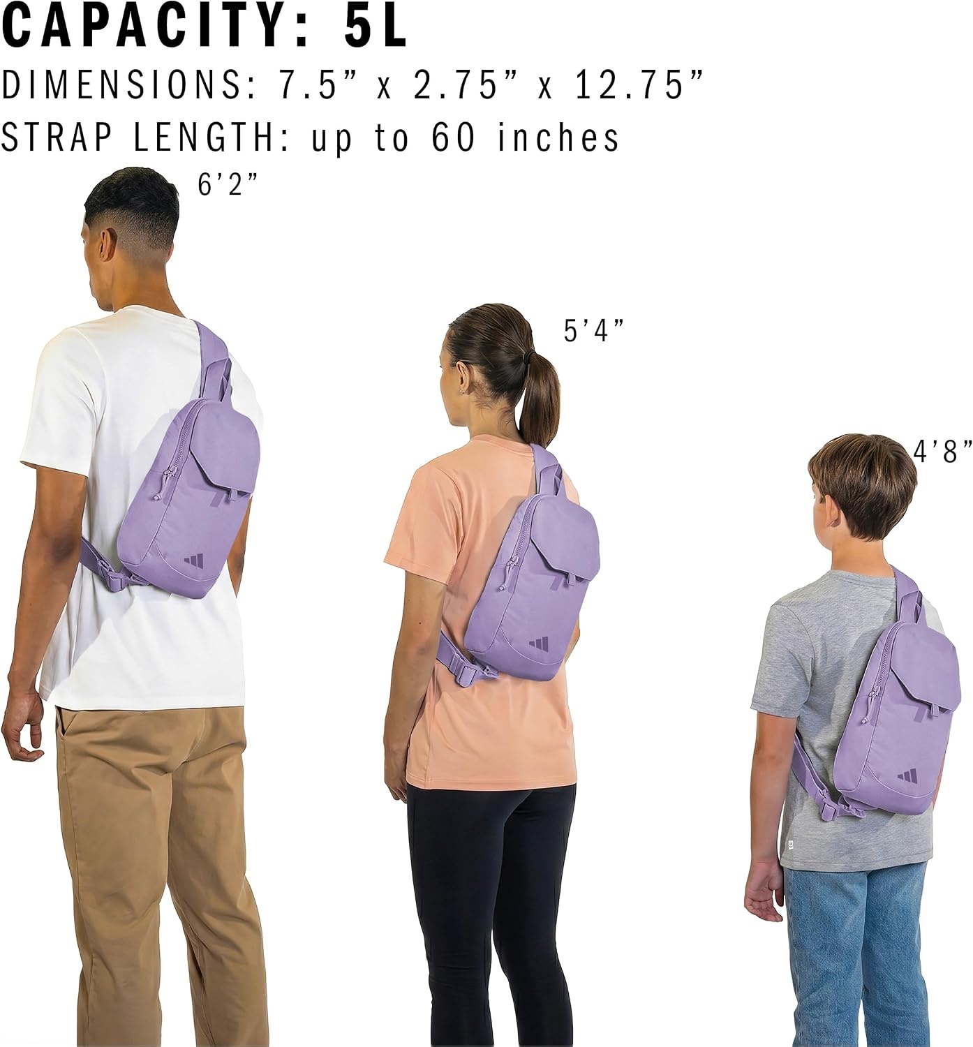 image:imageadidas Essentials Sling Bag Adjustable Strap Secure Zip Pockets Wears Crossbody Phone Strap Pocket Locks In Essentials Everyday amp Travel ReadyMagic Lilac Purple3
