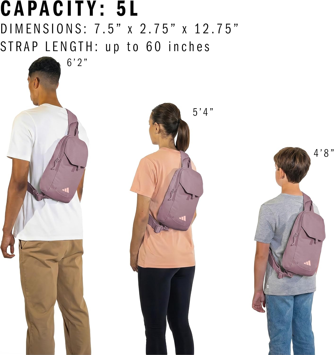 image:imageadidas Essentials Sling Bag Adjustable Strap Secure Zip Pockets Wears Crossbody Phone Strap Pocket Locks In Essentials Everyday amp Travel ReadyMagic Mauve PurpleRose Gold3