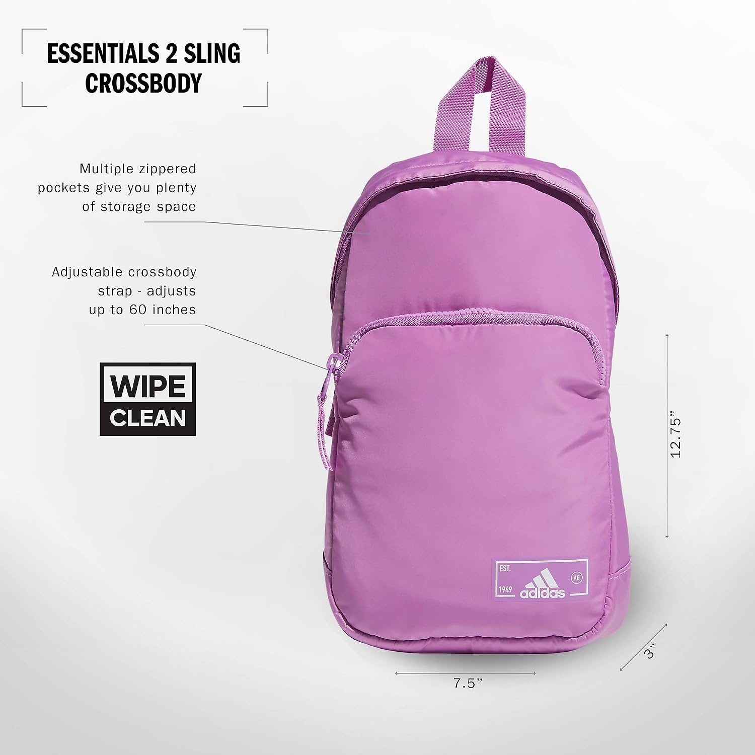 image:imageadidas Essentials Sling Bag Adjustable Strap Secure Zip Pockets Wears Crossbody Phone Strap Pocket Locks In Essentials Everyday amp Travel ReadyPreloved Purple2