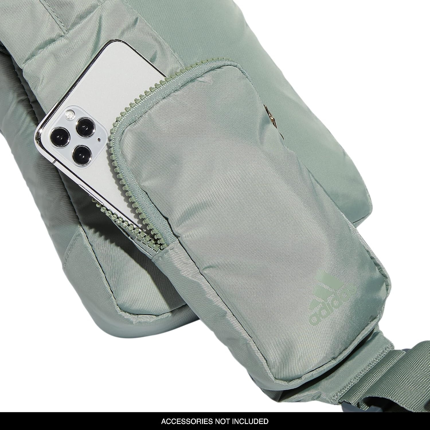 image:imageadidas Essentials Sling Bag Adjustable Strap Secure Zip Pockets Wears Crossbody Phone Strap Pocket Locks In Essentials Everyday amp Travel ReadySilver GreenGilver2