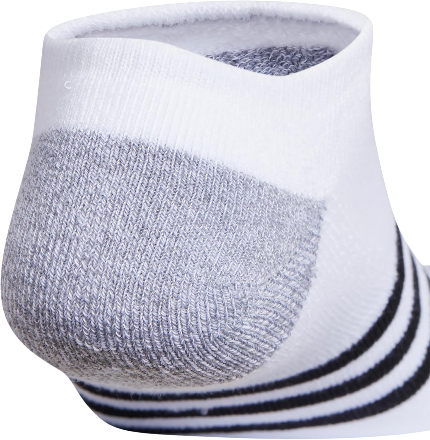 image:imageadidas Mens Cushioned High Quarter Socks 3 Pairs Durable amp ComfortableWhiteGreyBlack30No Show