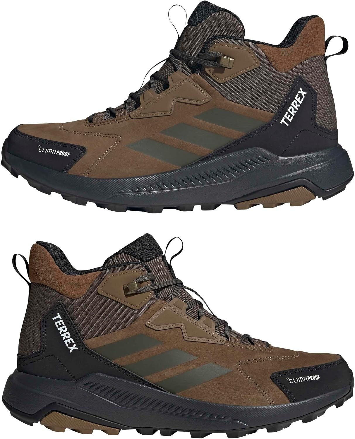 image:imageadidas Mens Terrex Anylander Leather Mid Climaproof Hiking Sneakers Shoes BlackBrown OxideShadow OliveBlack