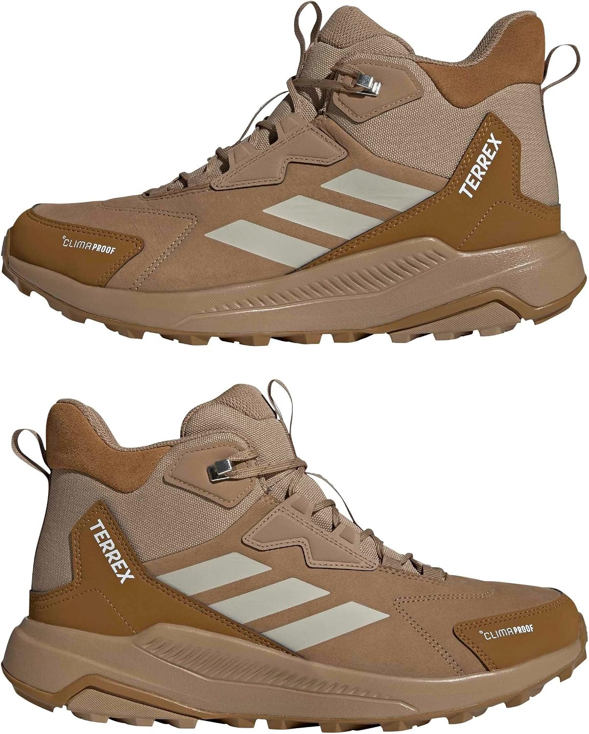 image:imageadidas Mens Terrex Anylander Leather Mid Climaproof Hiking Sneakers Shoes BlackCardboardWonder AluminaBronze Strata