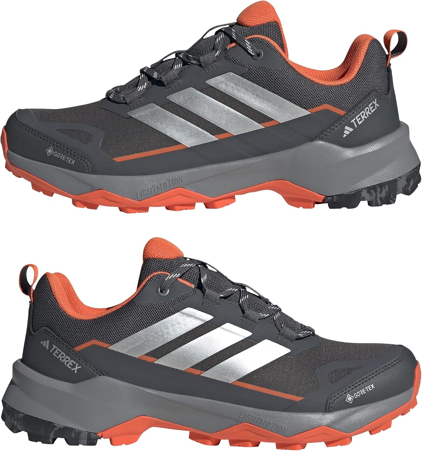 image:imageadidas Mens Terrex Skychaser Ax5 Goretex Hiking ShoesGreySilver MetallicSemi Impact Orange