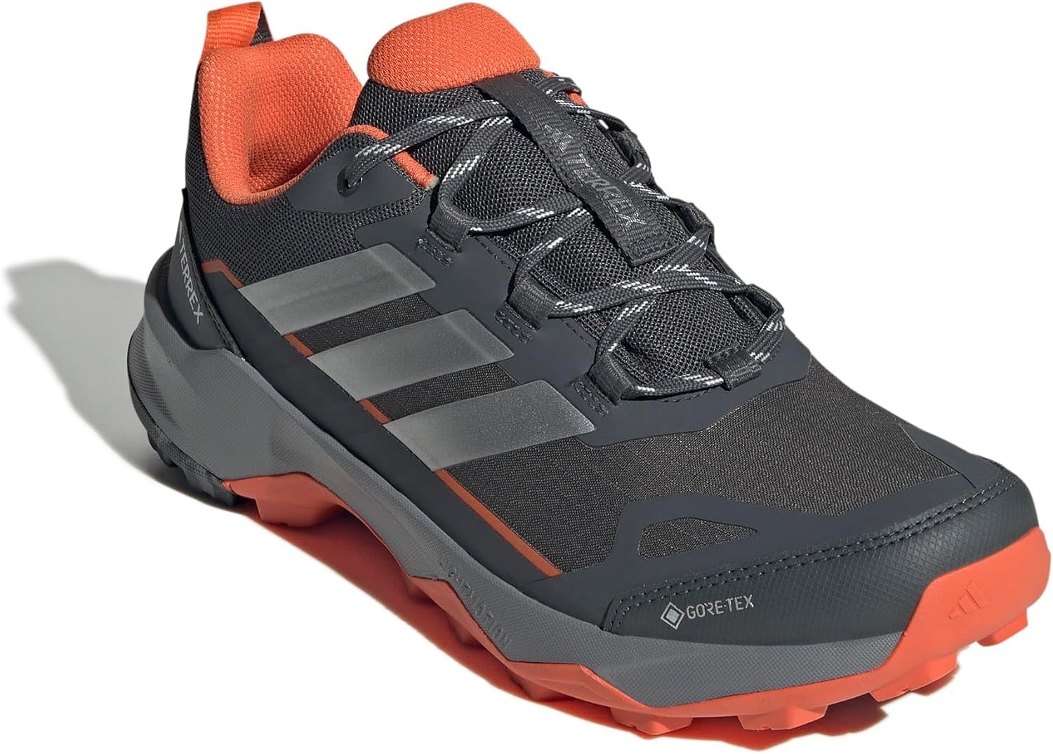 image:imageadidas Mens Terrex Skychaser Ax5 Goretex Hiking ShoesGreySilver MetallicSemi Impact Orange
