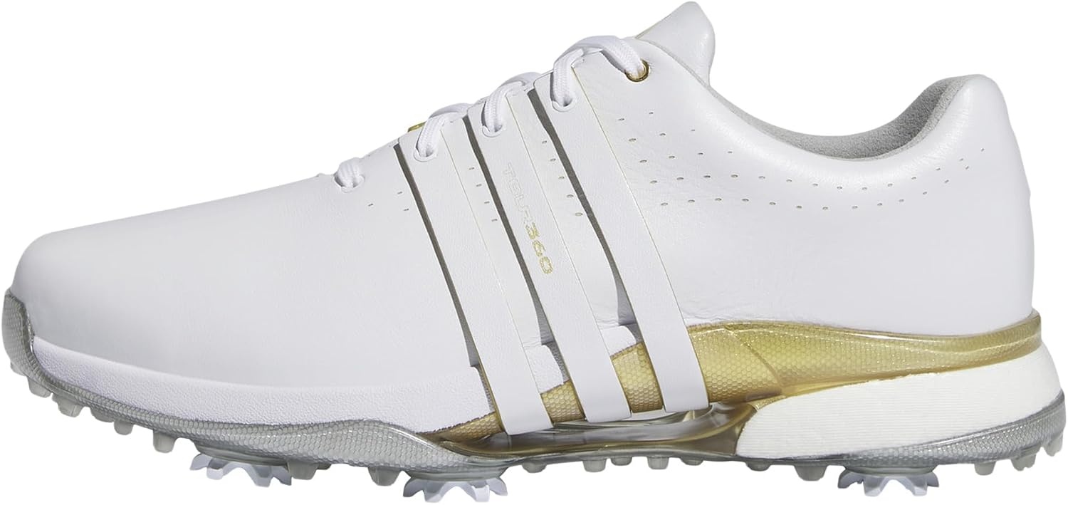 image:imageadidas Mens Tour360 24 Golf ShoesFootwear WhiteGold MetallicSilver Metallic