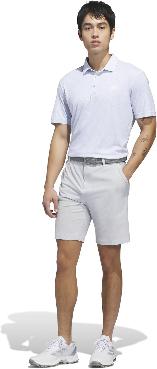image:imageadidas Mens Ultimate365 Feather Print Polo ShirtWhite Crystal Sky