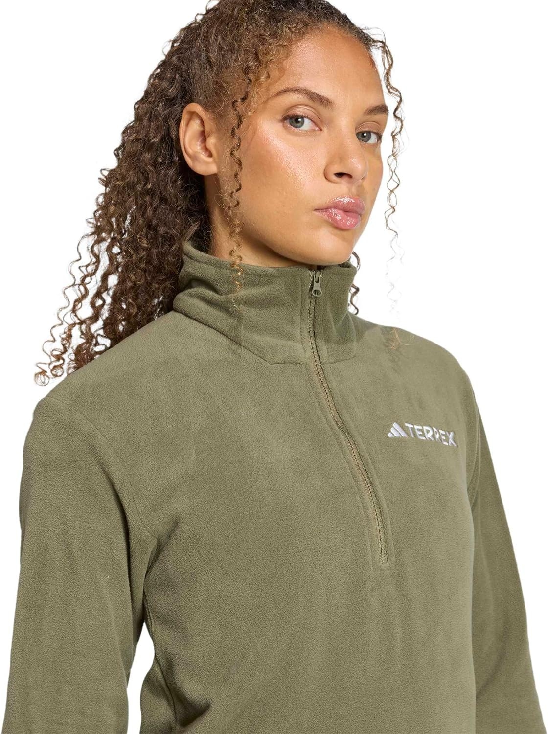 image:imageadidas Womens Terrex Multi Essentials Halfzip Fleece Hiking JacketOlive Strata