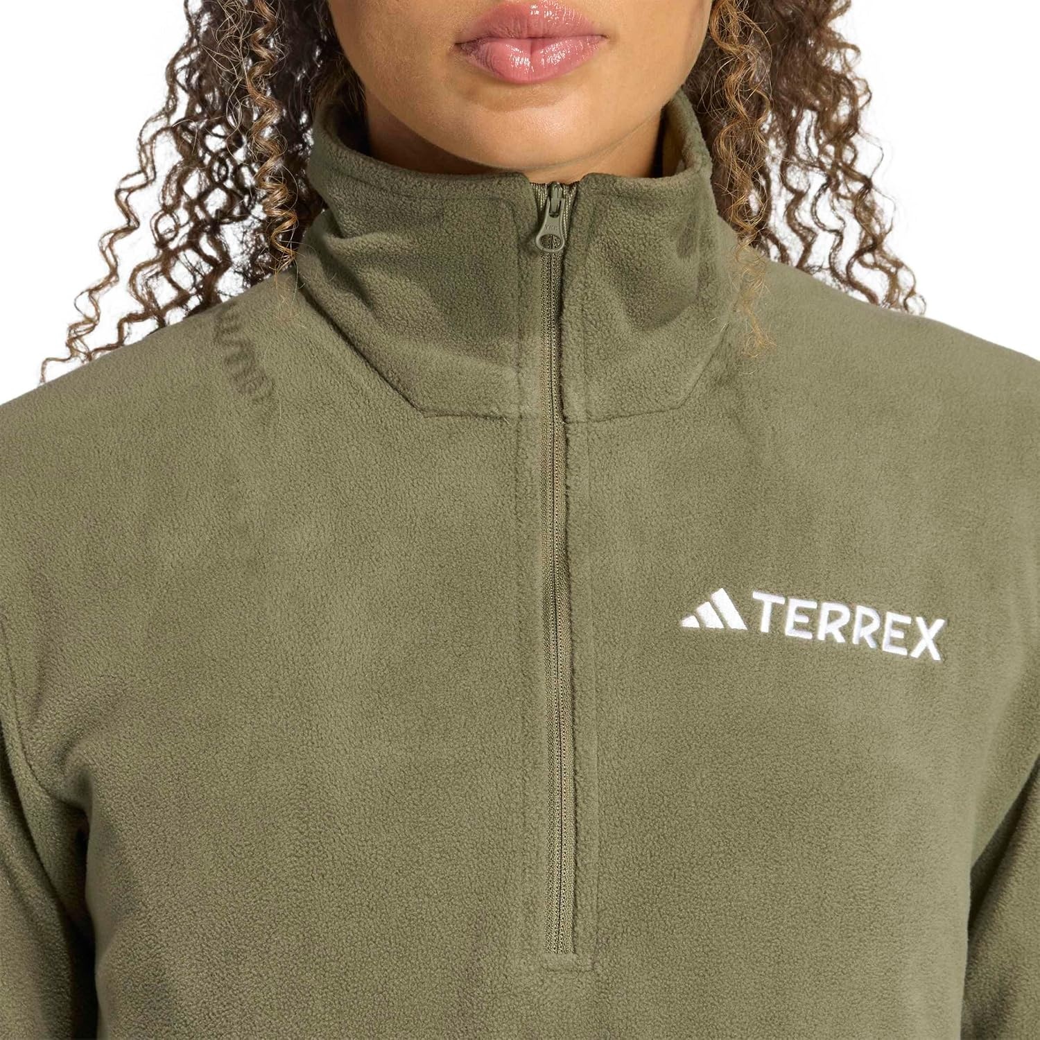 image:imageadidas Womens Terrex Multi Essentials Halfzip Fleece Hiking JacketOlive Strata