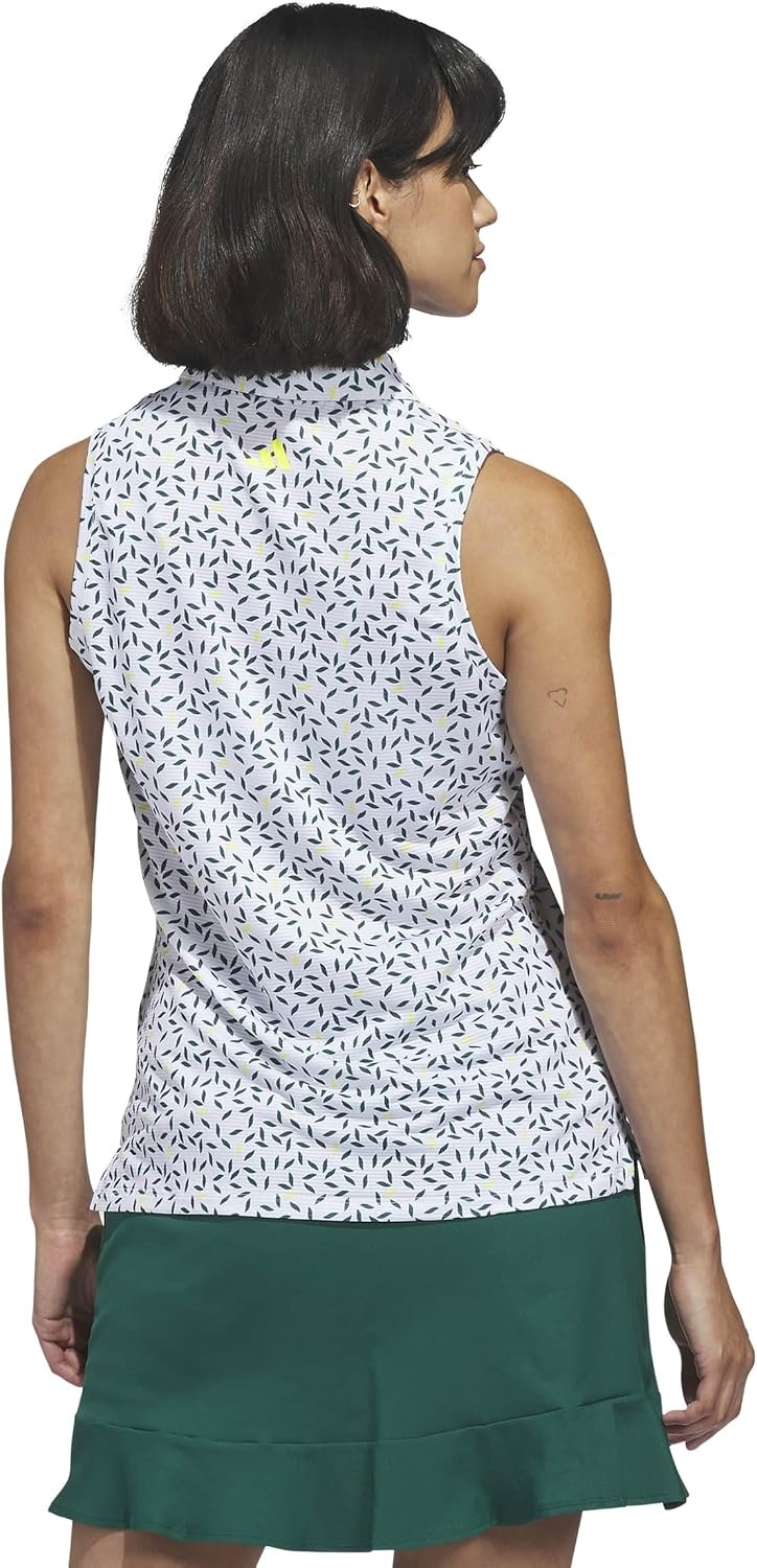 image:imageadidas Womens Ultimate365 Printed Ottoman Sleeveless PoloCollegiate Green