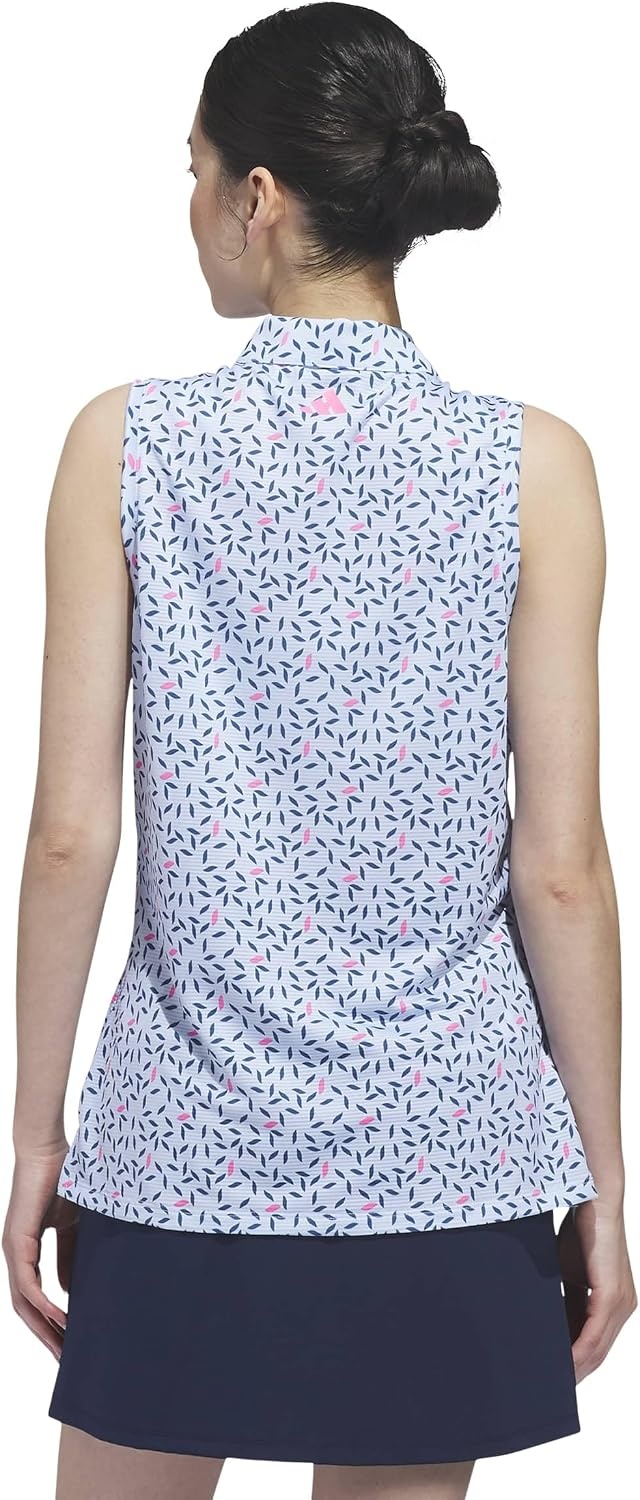 image:imageadidas Womens Ultimate365 Printed Ottoman Sleeveless PoloCrystal Sky