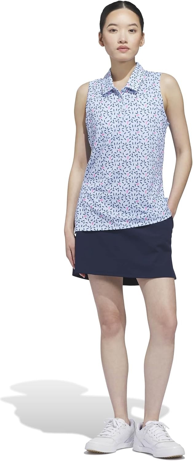 image:imageadidas Womens Ultimate365 Printed Ottoman Sleeveless PoloCrystal Sky