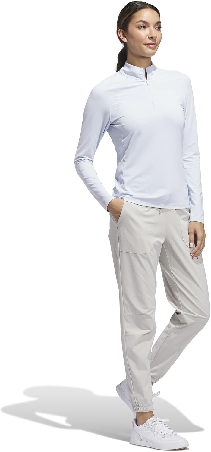 image:imageadidas Womens Ultimate365 Solid Quarterzip Mock Neck TopCrystal Sky