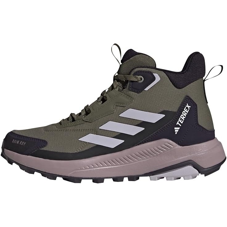 image:imageAdidas Womens Terrex Anylander Mid Top Rainrdy Hiking SneakersOlive Strata Silver Dawn Amber Tint