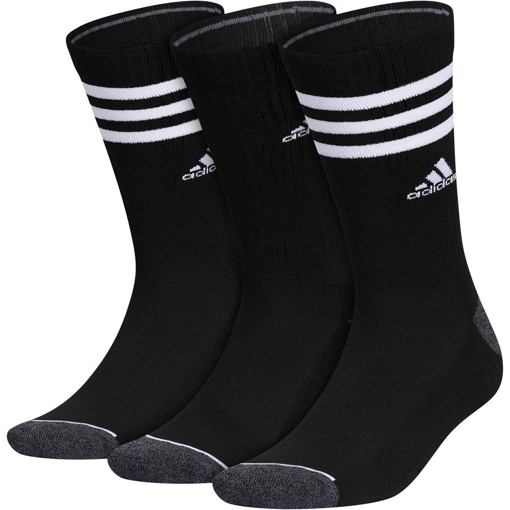 image:imageadidas Mens Cushioned High Quarter Socks 3 Pairs Durable amp ComfortableBlackOnix GreyWhite30Crew
