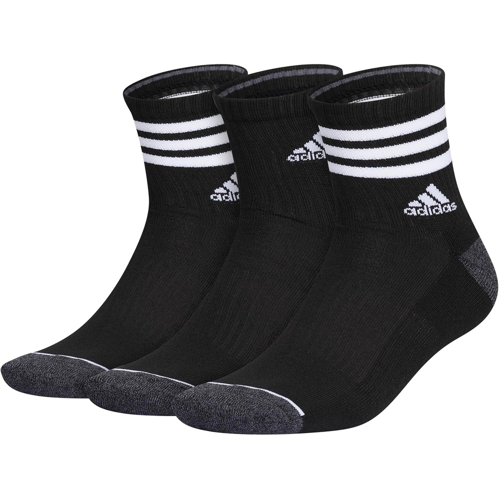 image:imageadidas Mens Cushioned High Quarter Socks 3 Pairs Durable amp ComfortableBlackOnix GreyWhite30High Quarter