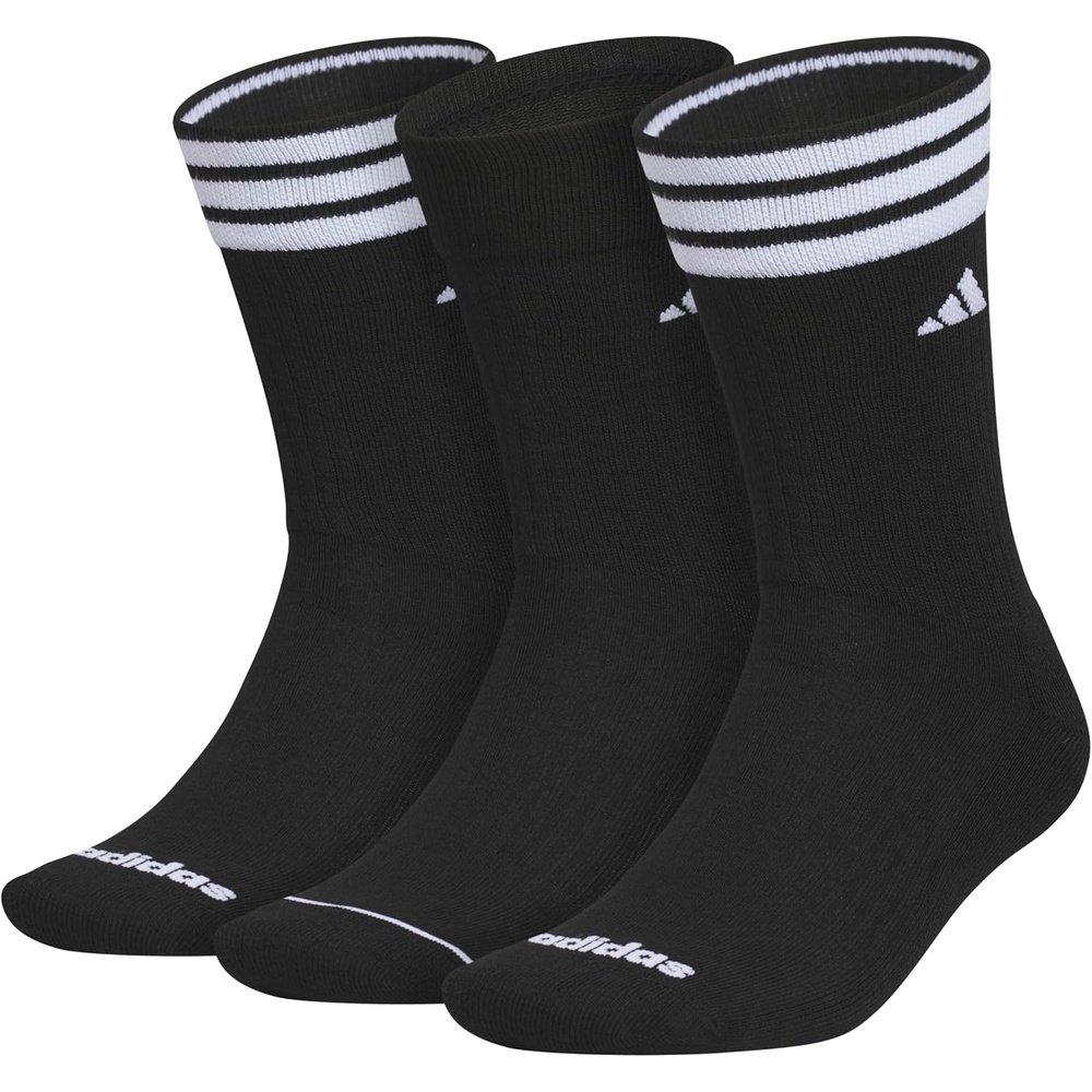 image:imageadidas Mens Cushioned High Quarter Socks 3 Pairs Durable amp ComfortableBlackWhite40Crew