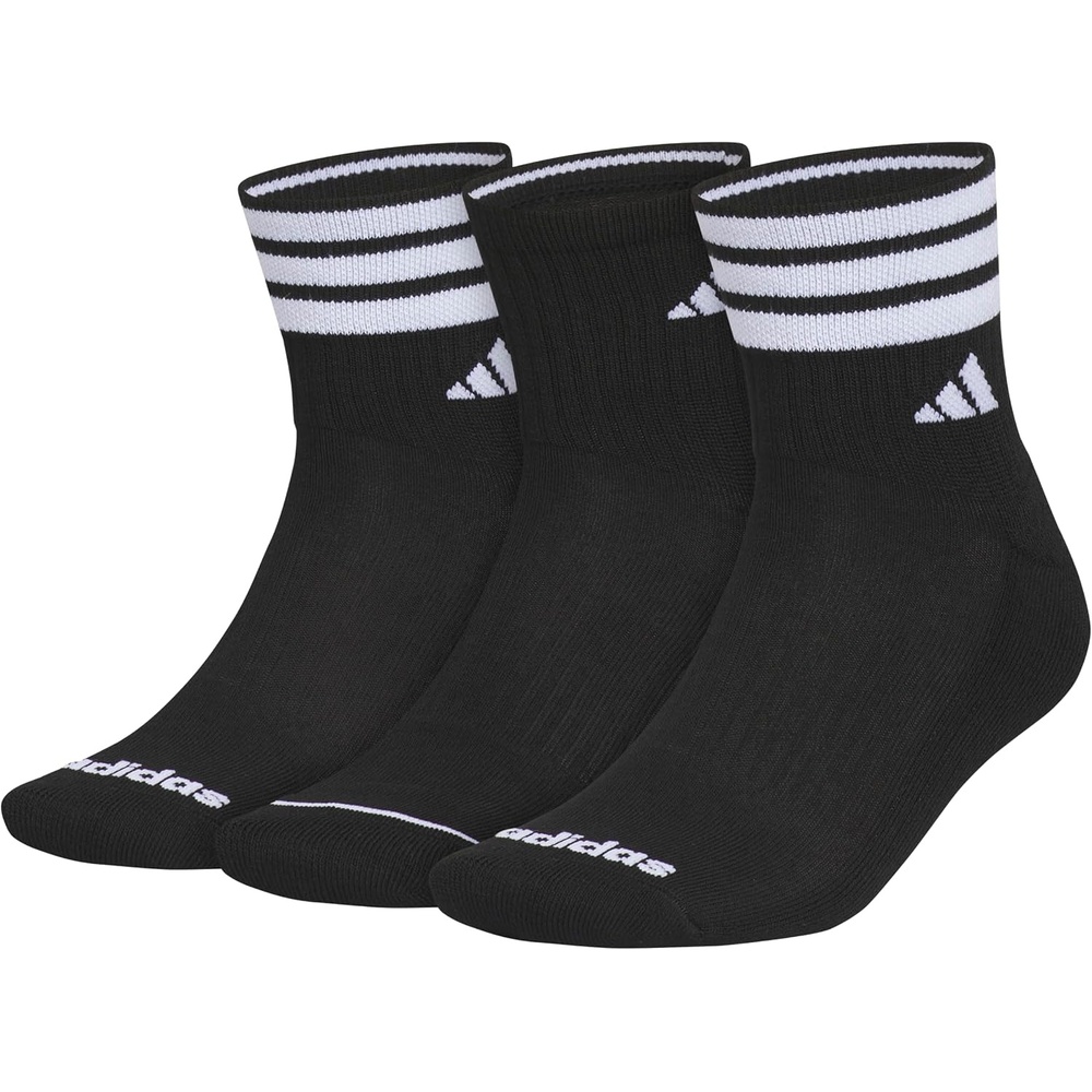 image:imageadidas Mens Cushioned High Quarter Socks 3 Pairs Durable amp ComfortableBlackWhite40High Quarter