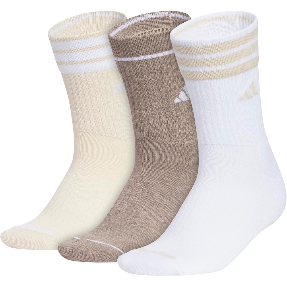 image:imageadidas Mens Cushioned High Quarter Socks 3 Pairs Durable amp ComfortableCrystal Linen BeigeWhiteChalky Brown40Crew