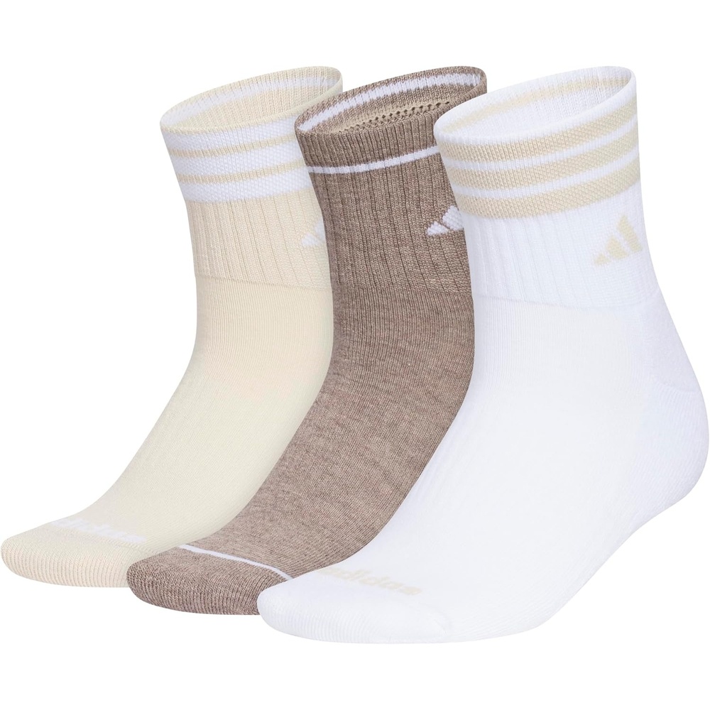 image:imageadidas Mens Cushioned High Quarter Socks 3 Pairs Durable amp ComfortableCrystal Linen BeigeWhiteChalky Brown40High Quarter