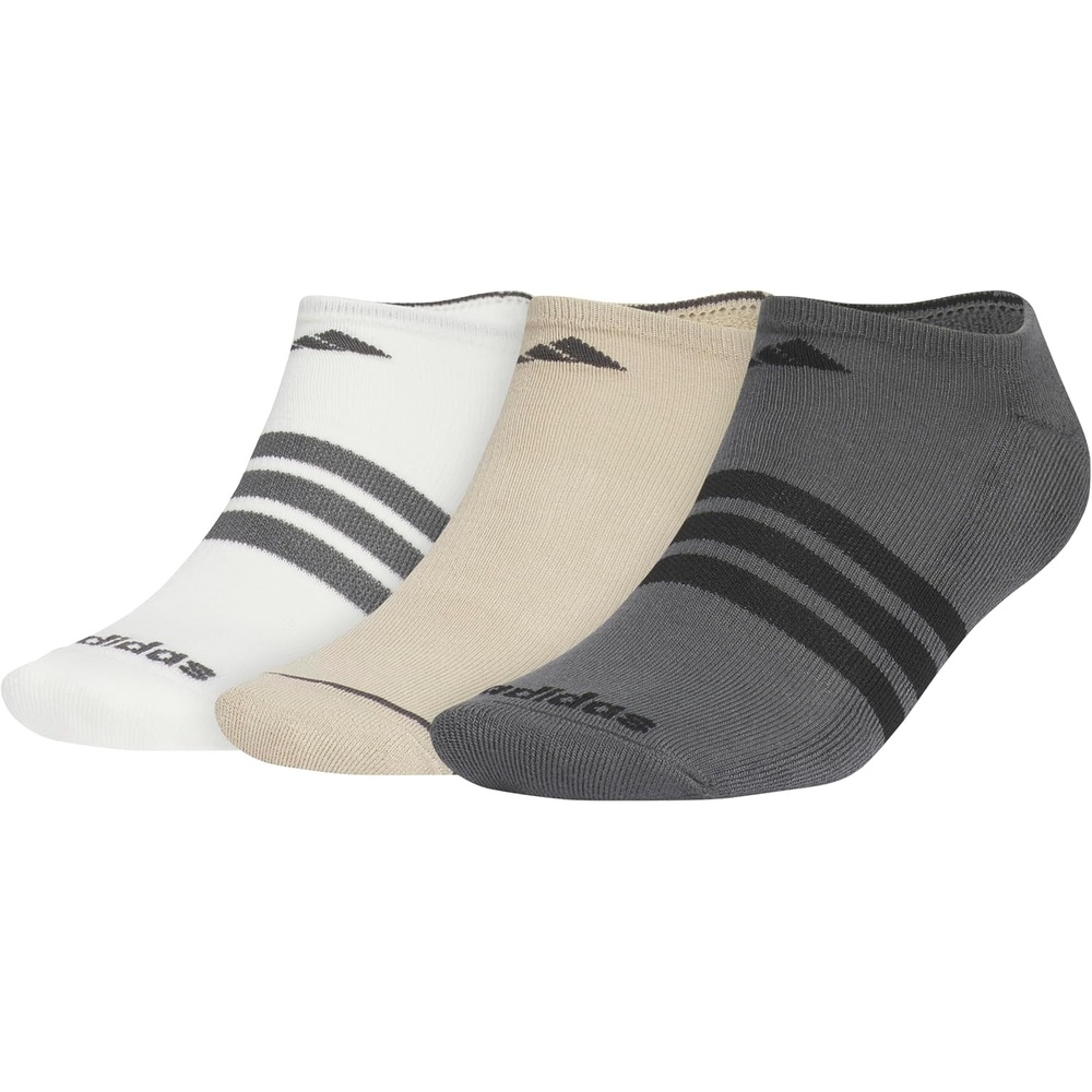 image:imageadidas Mens Cushioned High Quarter Socks 3 Pairs Durable amp ComfortableOff WhiteWonder Cargo KhakiGrey Six40No Show