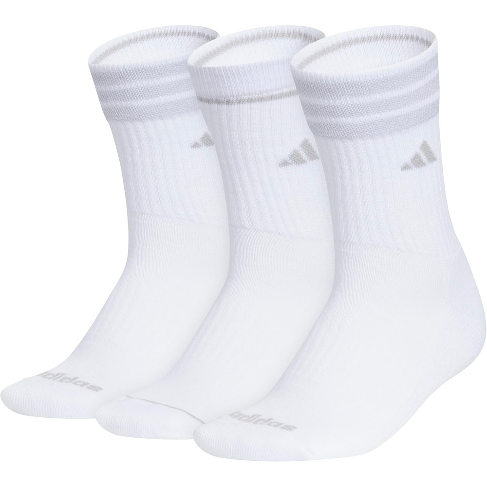 image:imageadidas Mens Cushioned High Quarter Socks 3 Pairs Durable amp ComfortableWhite40Crew