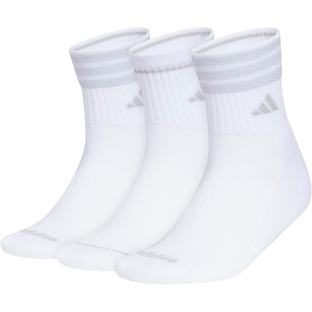 image:imageadidas Mens Cushioned High Quarter Socks 3 Pairs Durable amp ComfortableWhite40High Quarter