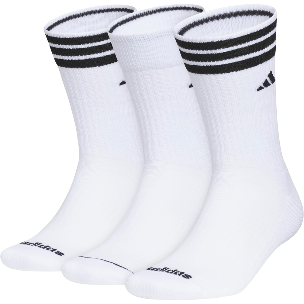image:imageadidas Mens Cushioned High Quarter Socks 3 Pairs Durable amp ComfortableWhiteBlack40Crew