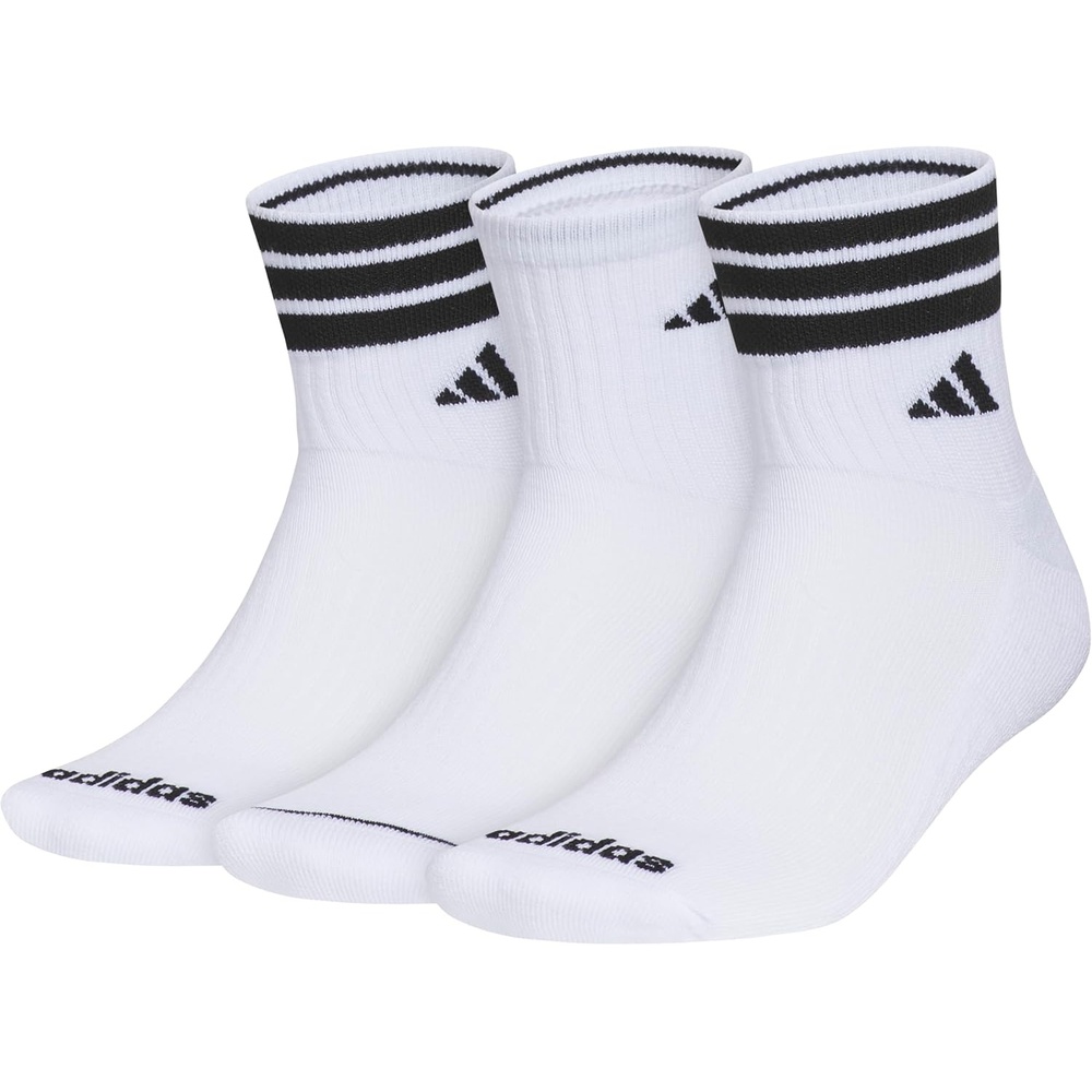 image:imageadidas Mens Cushioned High Quarter Socks 3 Pairs Durable amp ComfortableWhiteBlack40High Quarter