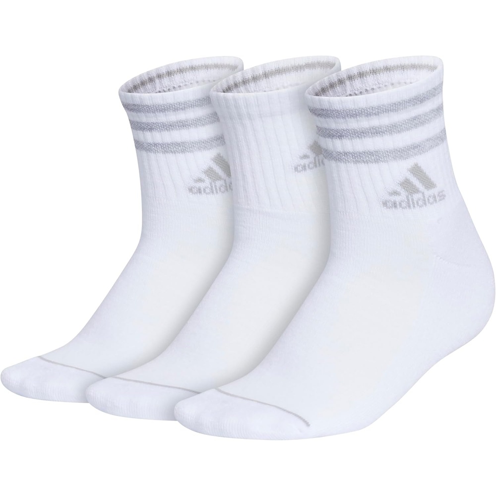 image:imageadidas Mens Cushioned High Quarter Socks 3 Pairs Durable amp ComfortableWhiteClear Onix Grey30High Quarter