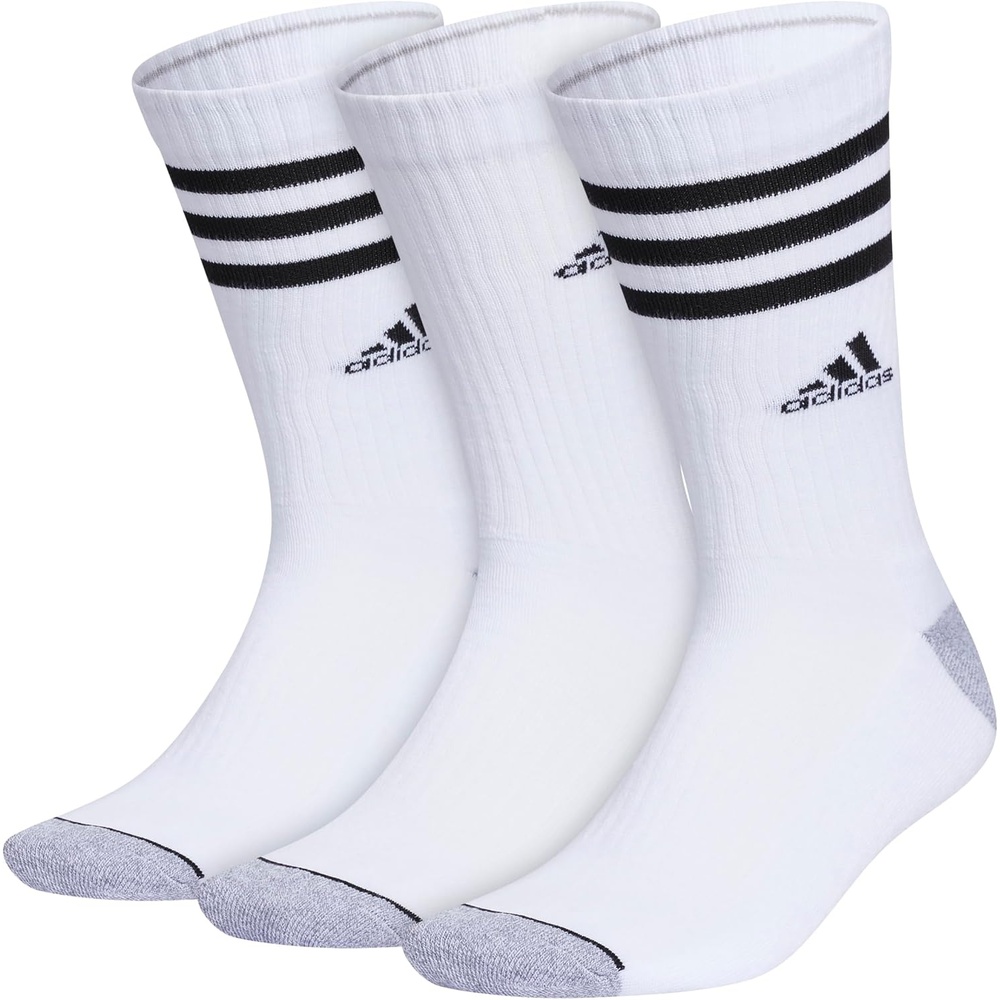 image:imageadidas Mens Cushioned High Quarter Socks 3 Pairs Durable amp ComfortableWhiteGreyBlack30Crew