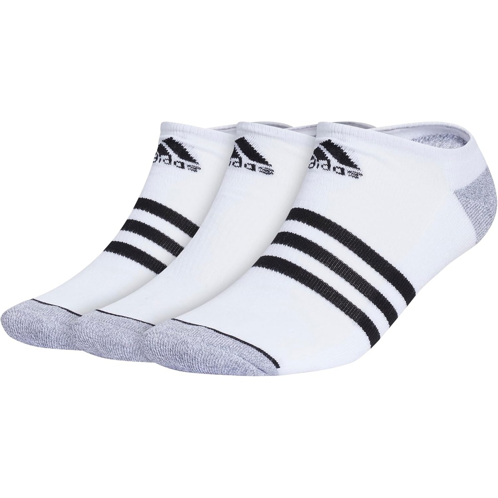 image:imageadidas Mens Cushioned High Quarter Socks 3 Pairs Durable amp ComfortableWhiteGreyBlack30No Show