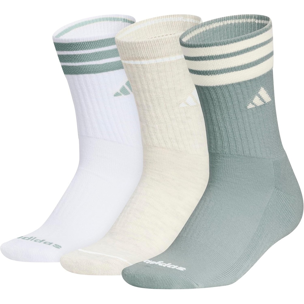 image:imageadidas Mens Cushioned High Quarter Socks 3 Pairs Durable amp ComfortableWonder Sage GreenWonder WhiteWhite40Crew