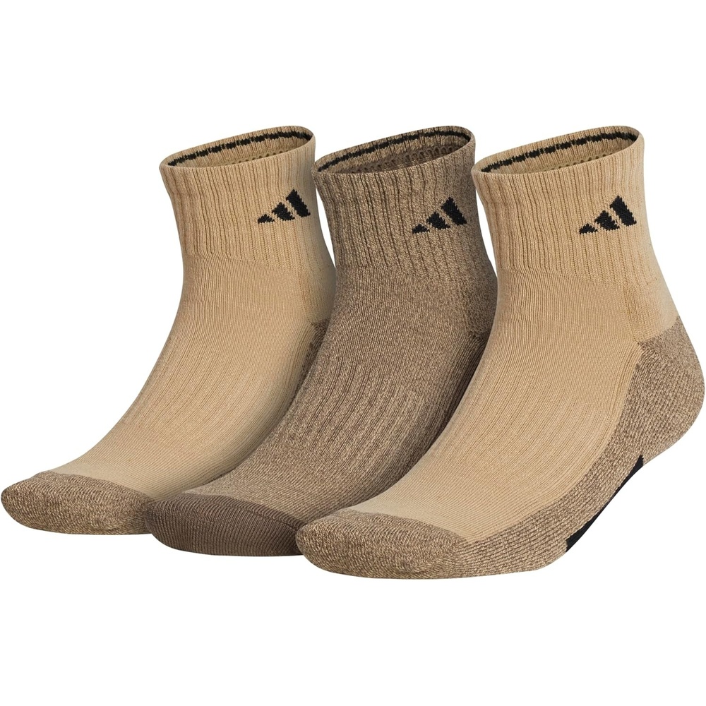 image:imageadidas Mens Cushioned X Socks 3 Pairs 3Pack Targeted Cushioning Arch Support Breathable MoistureWicking Reinforced Heel amp Toe AllDay ComfortBeige ToneBlanch CargoBlackQuarter3