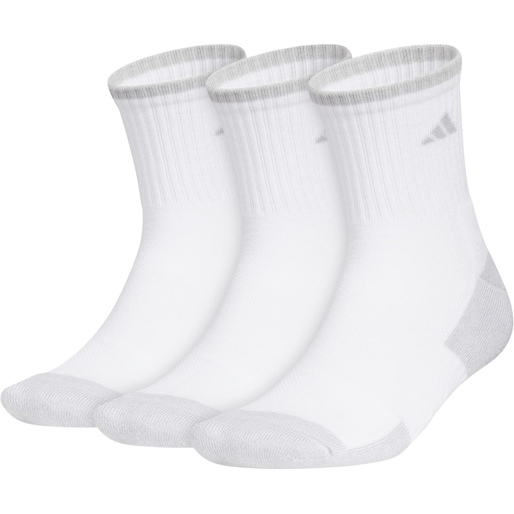 image:imageadidas Mens Cushioned X Socks 3 Pairs 3Pack Targeted Cushioning Arch Support Breathable MoistureWicking Reinforced Heel amp Toe AllDay ComfortWhiteClear Onix GreyMidcrew3Crew